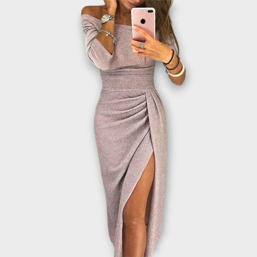 HATICE - KLEID MIDI ENG MIT SEITLICHEM SCHLITZ