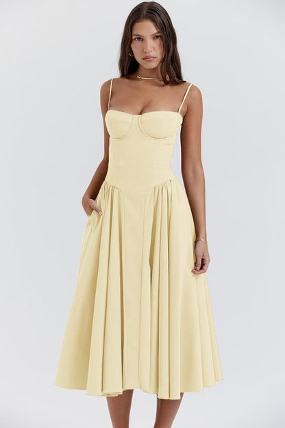 Nina - Ärmelloses Korsett-Midikleid
