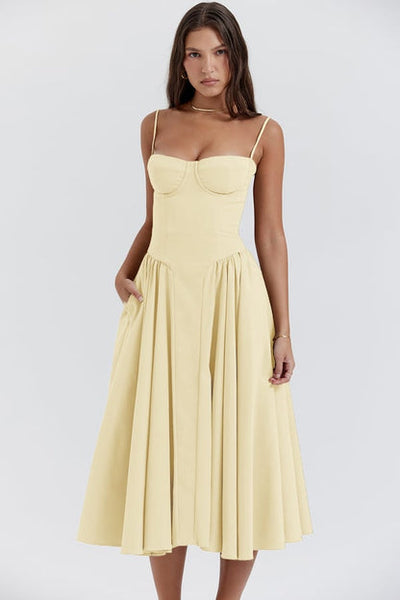 Nina - Ärmelloses Korsett-Midikleid