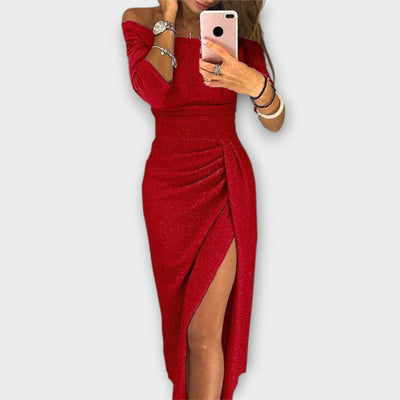 HATICE - KLEID MIDI ENG MIT SEITLICHEM SCHLITZ