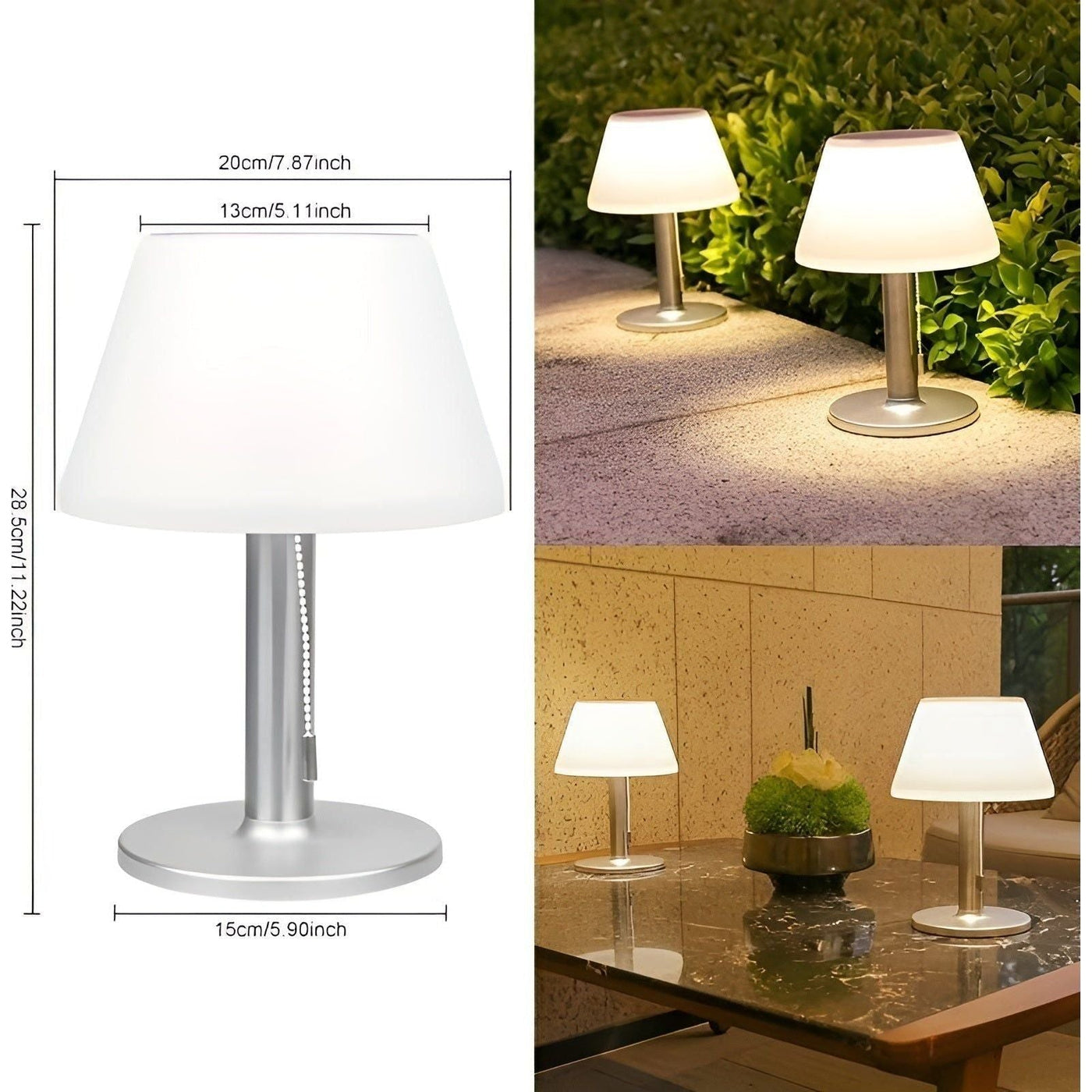 SunGlow – Elegante solide Tischlampe für Außenbereich Charme