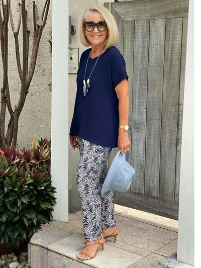 RENA - SET AUS BLUSE UND GEMUSTERTEN HOSE