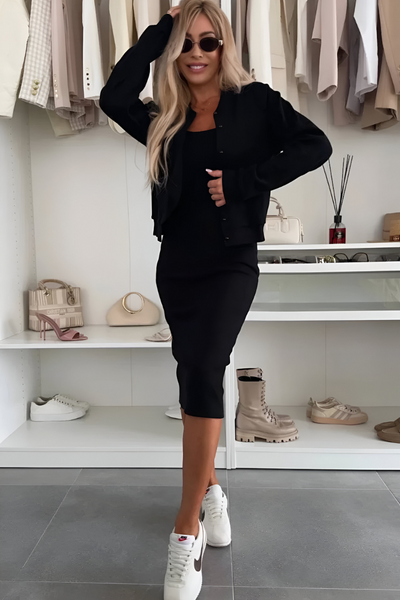Madelon™ | Bequemes Midikleid und Cardigan