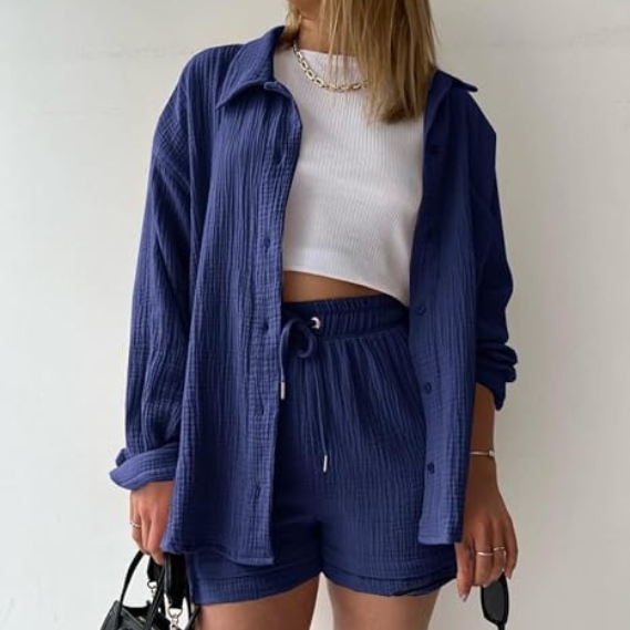 AGATHE - WEITES SHIRT UND SHORTS SET