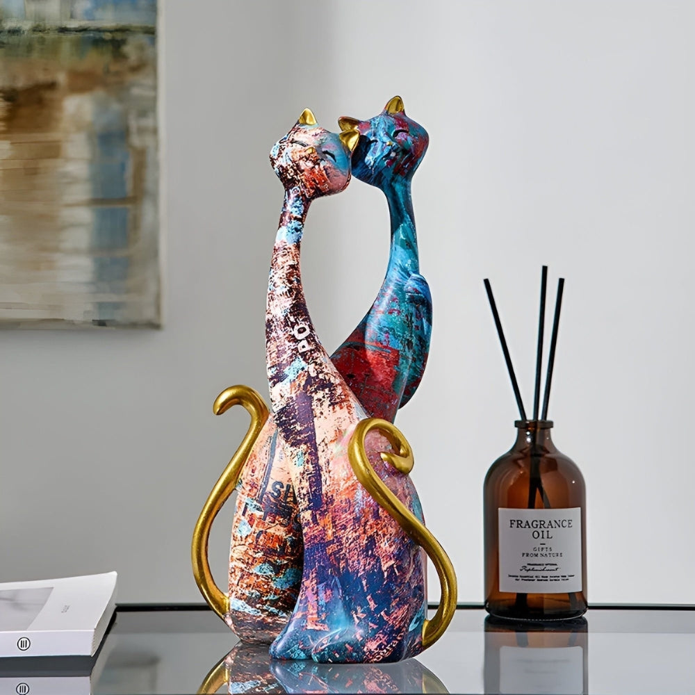 FelineForm – Minimalistische Katzen Skulpturenduett für moderne Dekorative Akzente