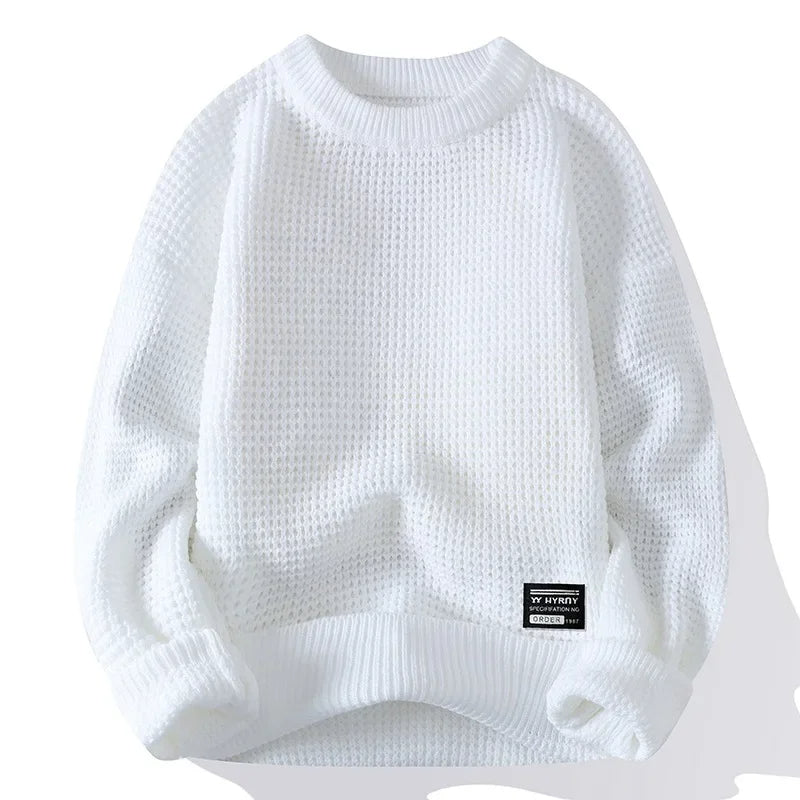 Henning – Waffelgestrickter Pullover Mit Langen Ärmeln