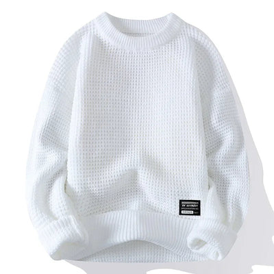 Henning – Waffelgestrickter Pullover Mit Langen Ärmeln