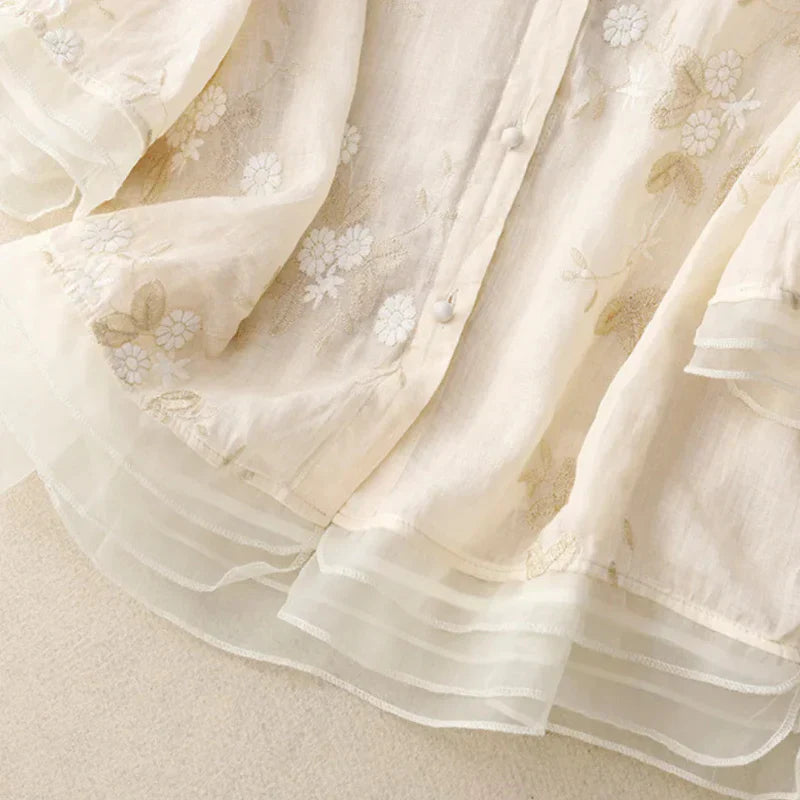 RUTH - LOCKERE BESTICKTE BLUSE MIT TRANSPARENZEN