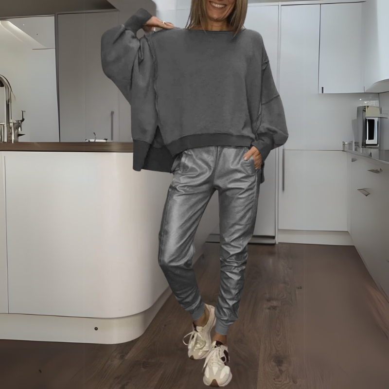 SANDY - SET AUS SATINIERTEM PULLOVER UND JOGGER