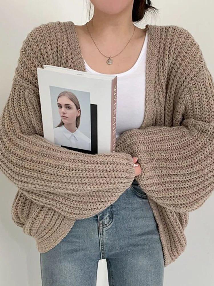 Locker gestrickter Strickpullover Mantel