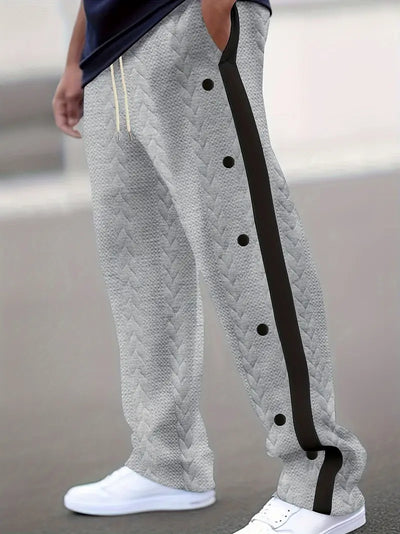 Jonass – Gestrickte Hose Mit Weitem Bein Und Seitlichen Knöpfen