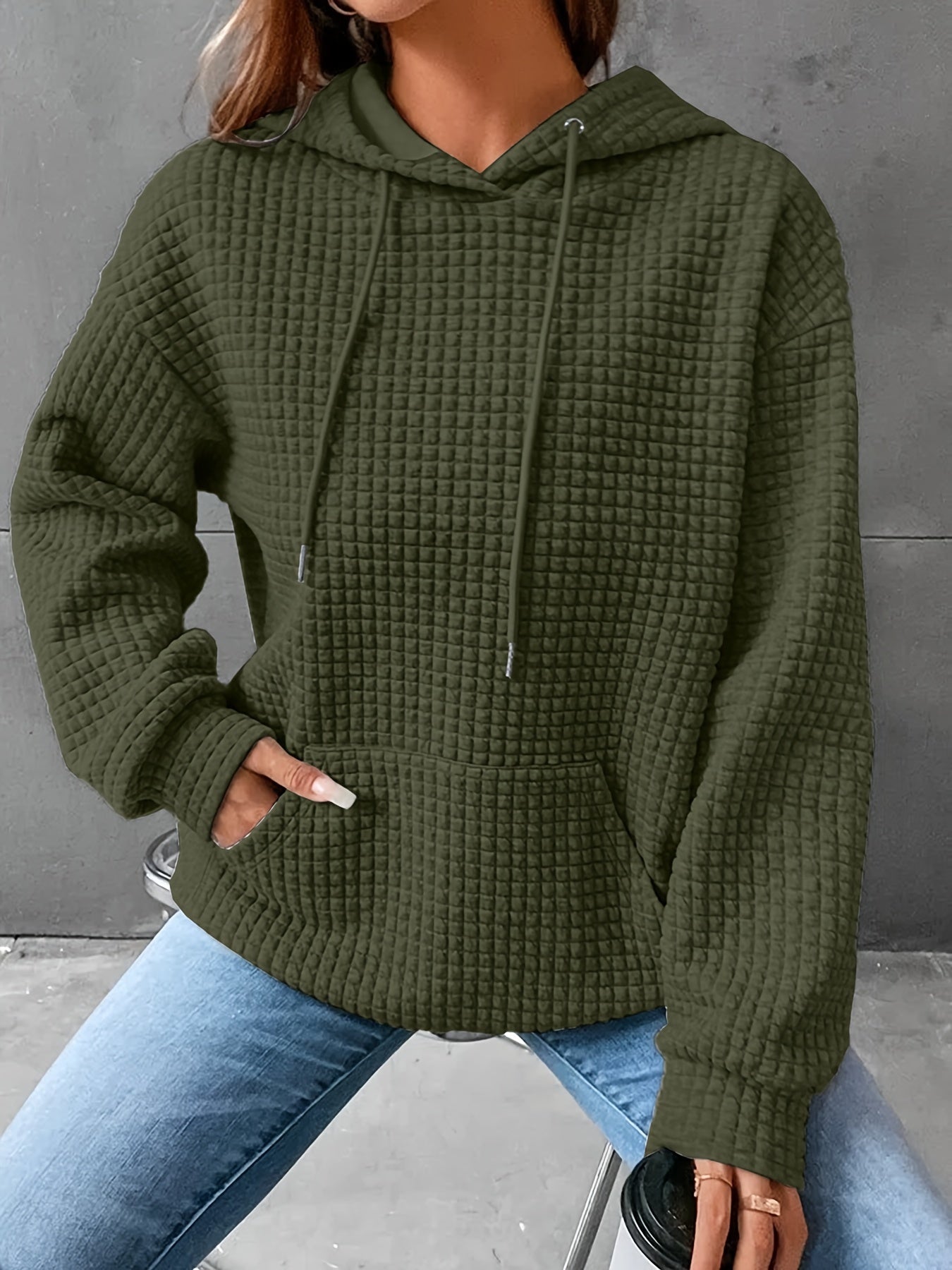 Léana™ | Texturiertes Kapuzen-Sweatshirt mit langen Ärmeln