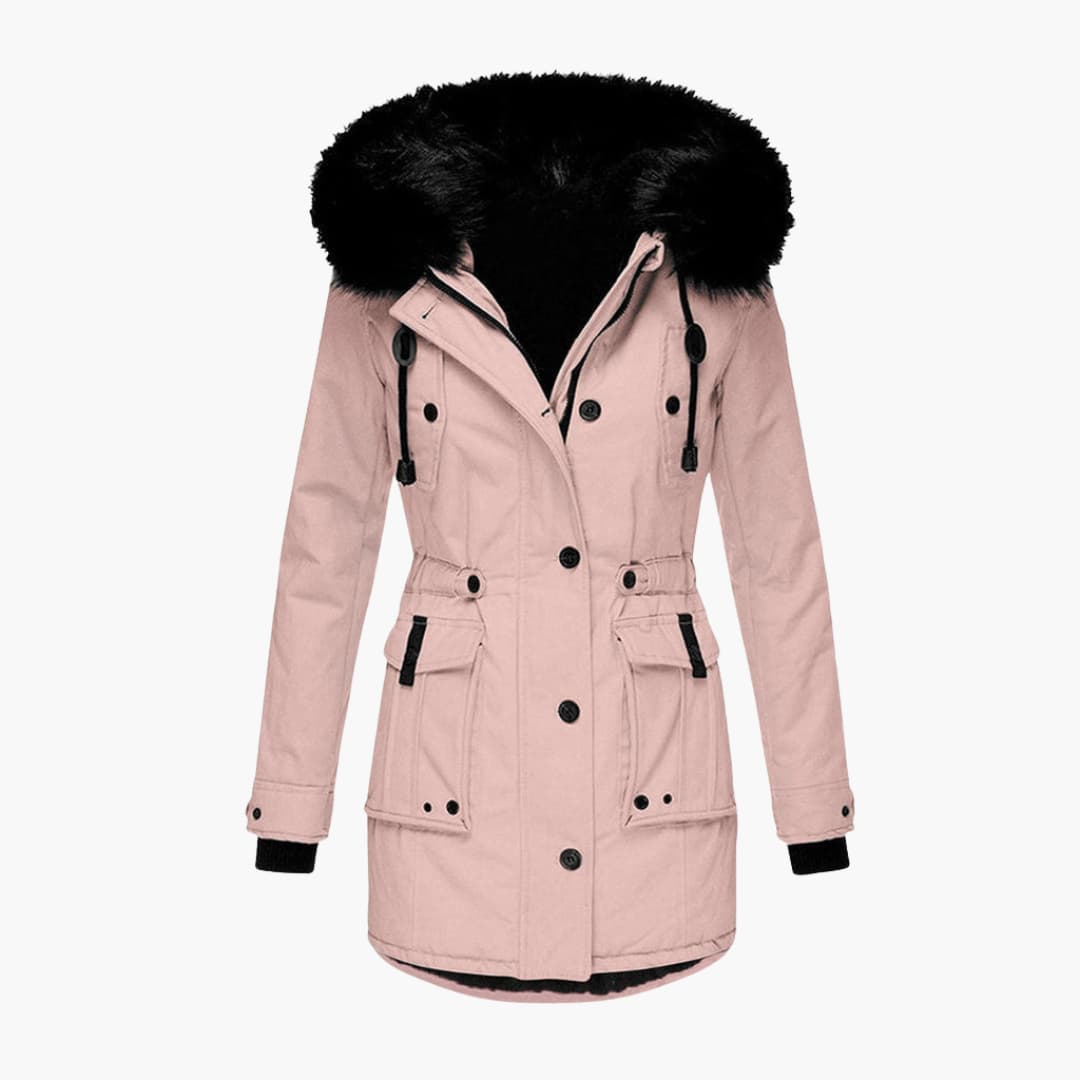 Damen Parka-Jacke mit Kapuze, Knopfverschluss und Pattentaschen