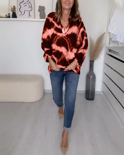 Eva - Bedrucktes Casual V-Neck Top