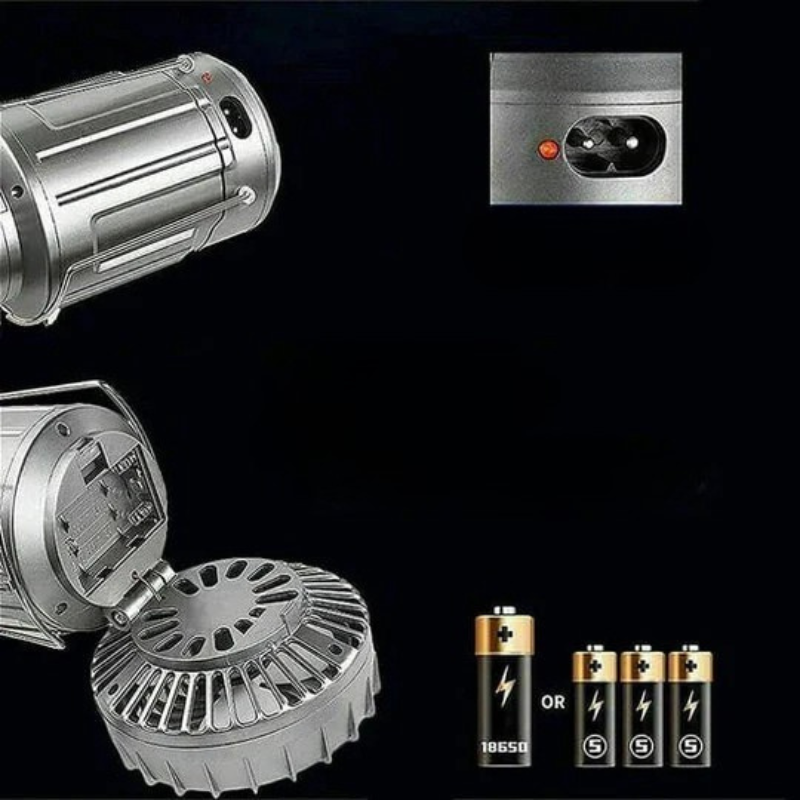 SolarBreeze LED Campinglaterne – Zusammenklappbares Licht mit Eingebautem Ventilator und USB-Wiederaufladbarem Strom