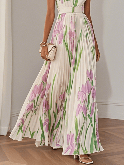 Sophie™ | Luxuriöses plissiertes Maxikleid mit Blumenmuster