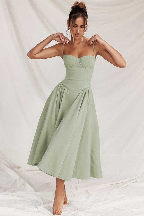Nina - Ärmelloses Korsett-Midikleid