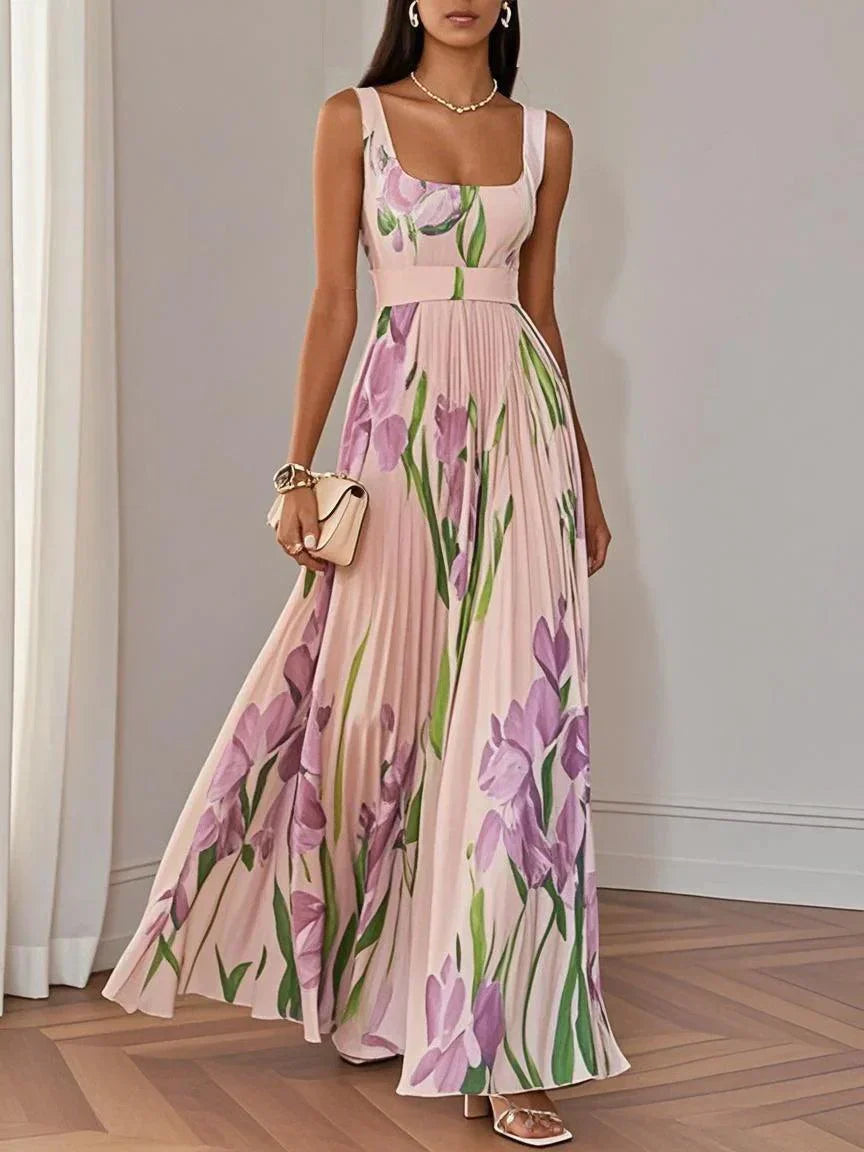 Sophie™ | Luxuriöses plissiertes Maxikleid mit Blumenmuster