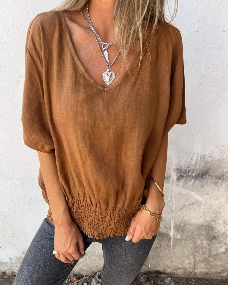 Marie™ | Lässige Bluse im Ibiza-Stil mit V-Ausschnitt