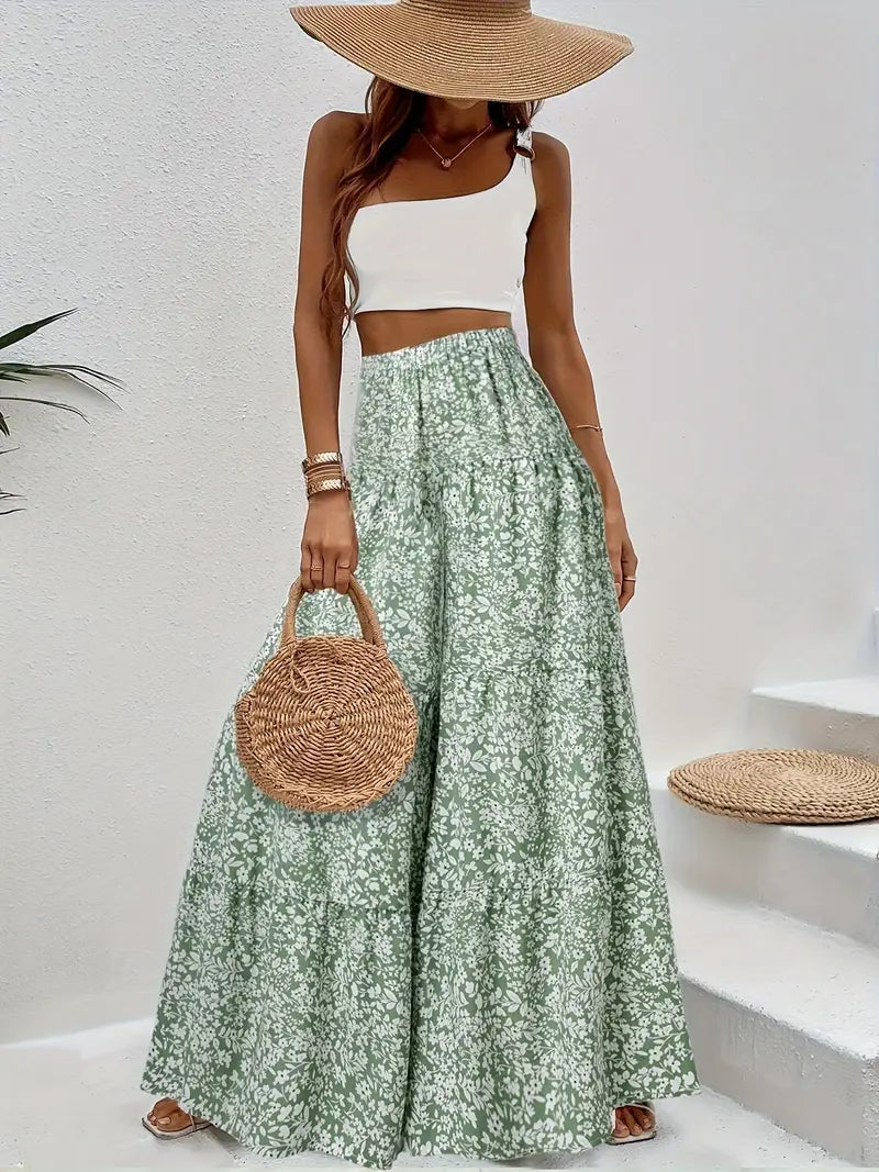 Valentina - Weite Hosen mit Blumendruck für Frauen im Sommer