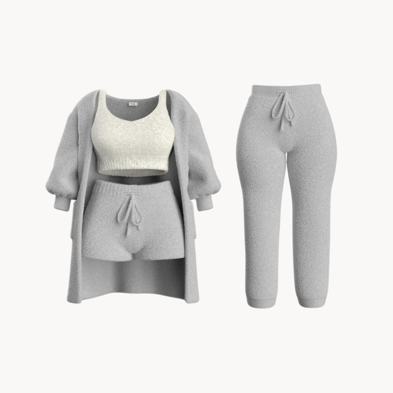 Luxuriöses Bouclé-Pyjamaset – Wärme und Komfort für Zuhause