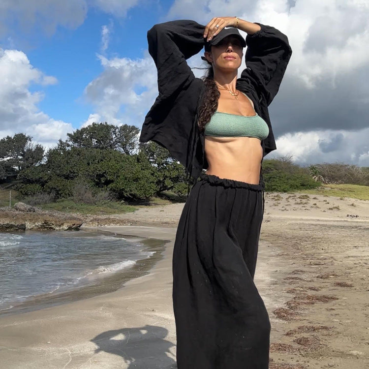 April - Zweiteiliges Leinenset mit verstellbaren Bändern