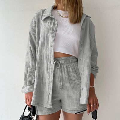 AGATHE - WEITES SHIRT UND SHORTS SET
