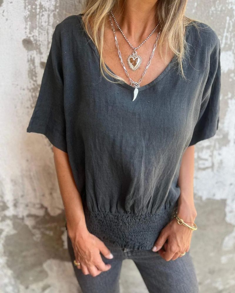 Marie™ | Lässige Bluse im Ibiza-Stil mit V-Ausschnitt