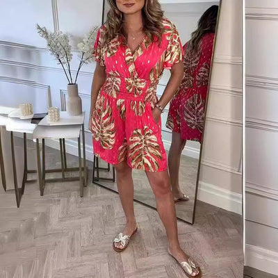 Kiara - Kurzer Jumpsuit mit tropischem Muster