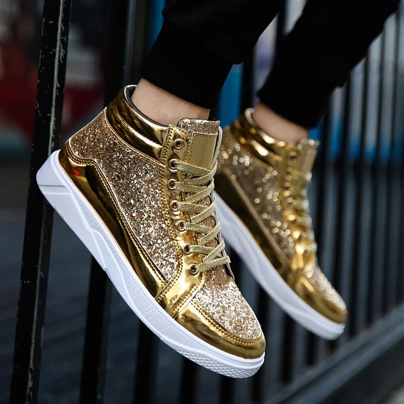 Jami | Glänzende glitzernde High-Top-Sneakers für Männer
