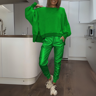 SANDY - SET AUS SATINIERTEM PULLOVER UND JOGGER