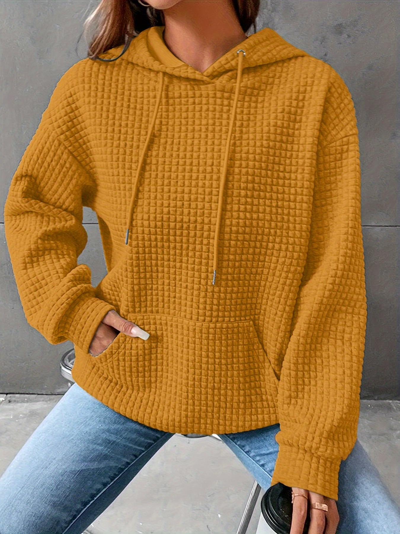 Léana™ | Texturiertes Kapuzen-Sweatshirt mit langen Ärmeln