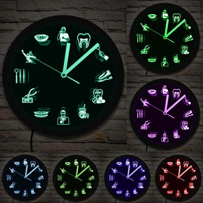 LumiDent LED-Wanduhr – Design von zahnärztlicher Ausrüstung mit mehrfarbigem LED-Licht