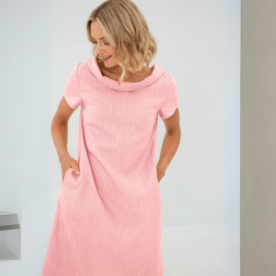 Solea – Lockeres Sommerkleid in Gelb mit weitem Kragen