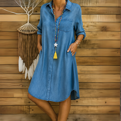 Ingrid™ | Bequemes Jeanshemdkleid