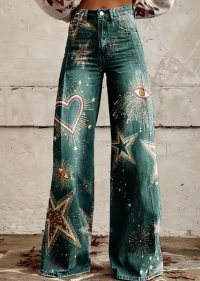 Anzhela - Weite Hose mit buntem Druck