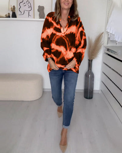 Eva - Bedrucktes Casual V-Neck Top