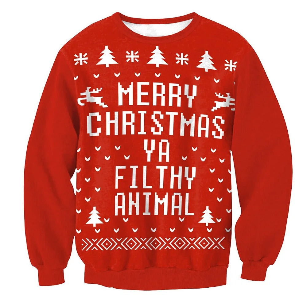 Rundhalsausschnitt Weihnachtspullover