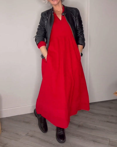 Tina - Elegantes langes Taschenkleid