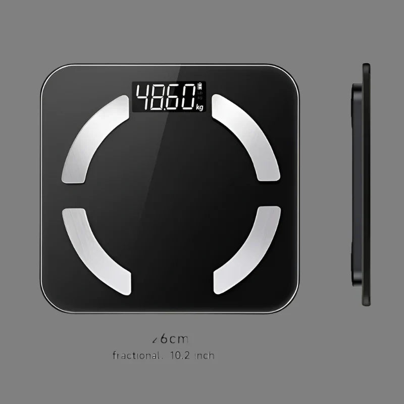 Hochpräziserter digitaler Körperfettwaage mit HD-Anzeige – Misst Gewicht, BMI, Körperfett, Muskelmasse und Wasseranteil