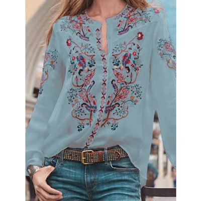 Shelanie - Boho-Bluse mit Blumenstickerei