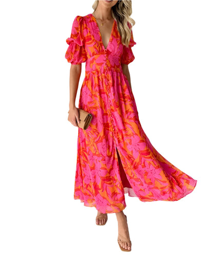 Elvire Vintage Maxikleid mit Knöpfen