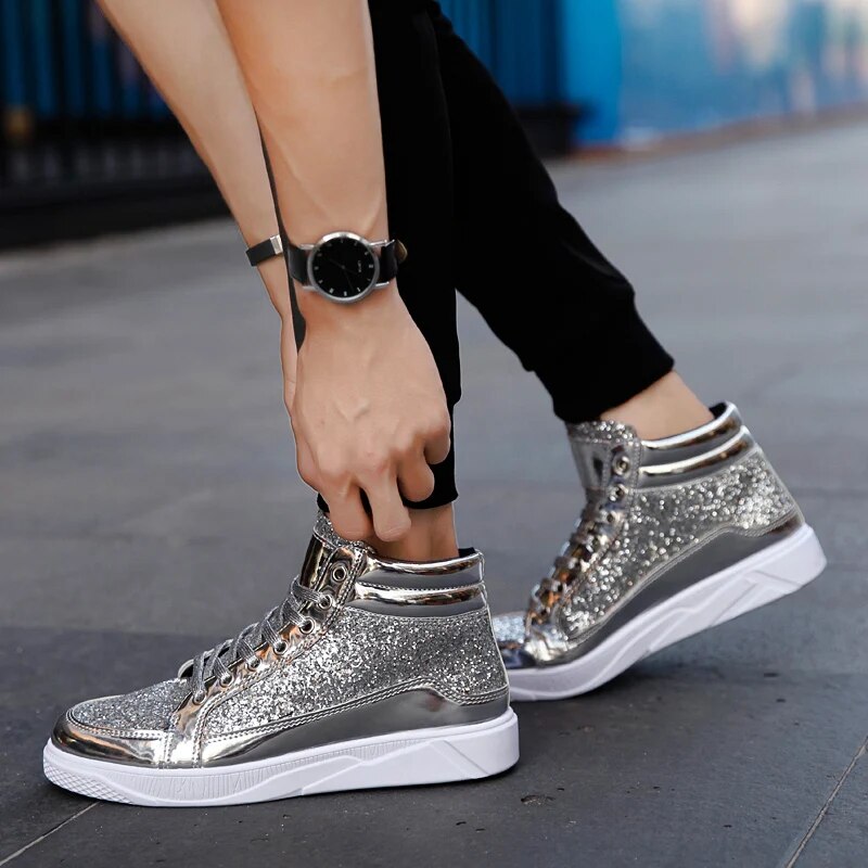 Jami | Glänzende glitzernde High-Top-Sneakers für Männer