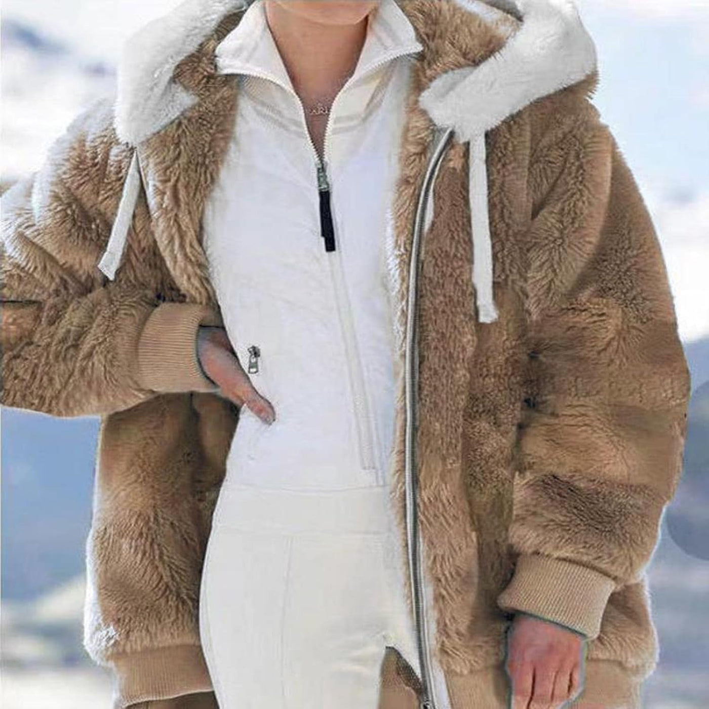 Plüsch-Winter-Kapuzenpullover für Frauen