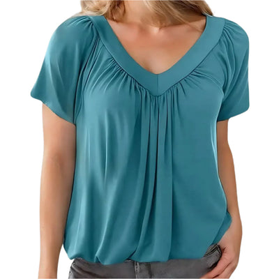 Malia – Lettierte Saisonsbluse mit plissiertem Vorderteil