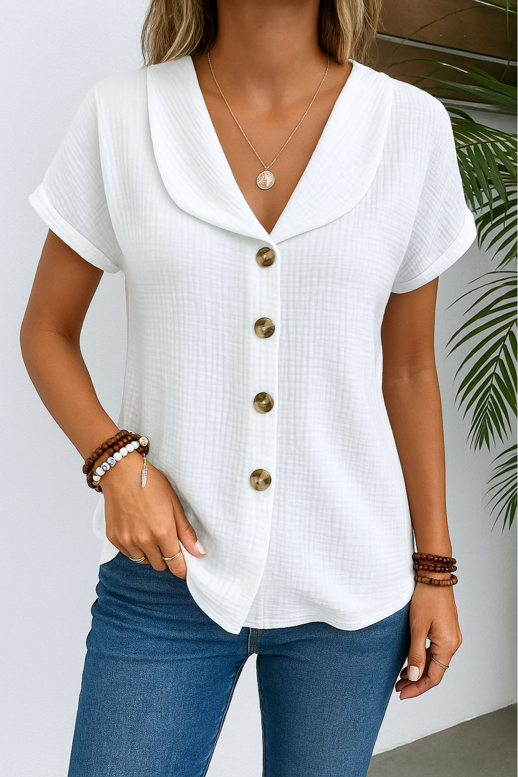 Marijke™ | Bluse mit Kragen und Knöpfen