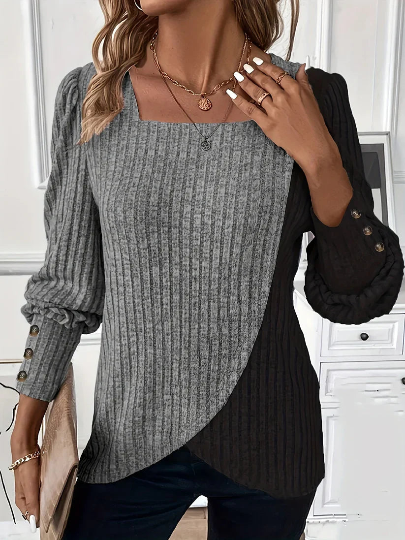 THERESA - BLUSE AUS ASYMMETRISCHEM STRICK