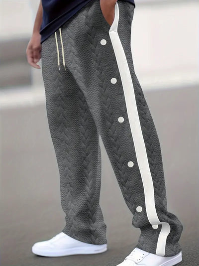 Jonass – Gestrickte Hose Mit Weitem Bein Und Seitlichen Knöpfen