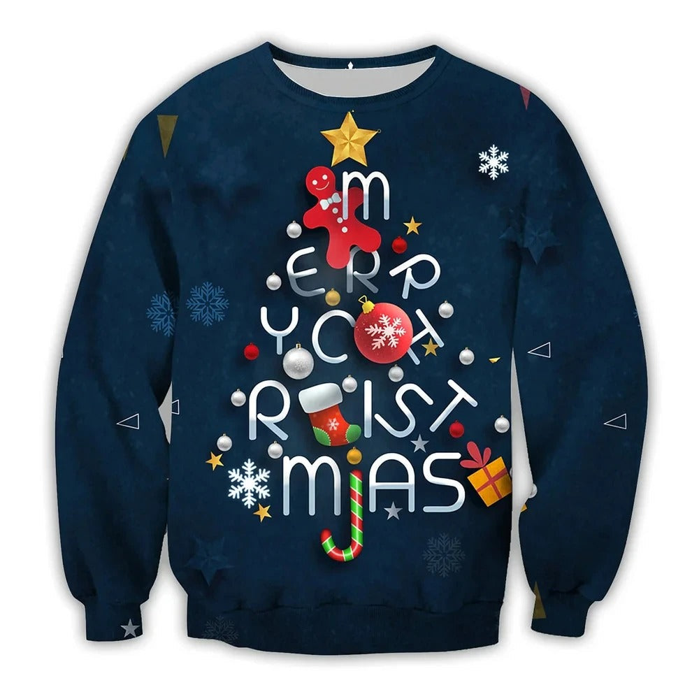 Rundhalsausschnitt Weihnachtspullover