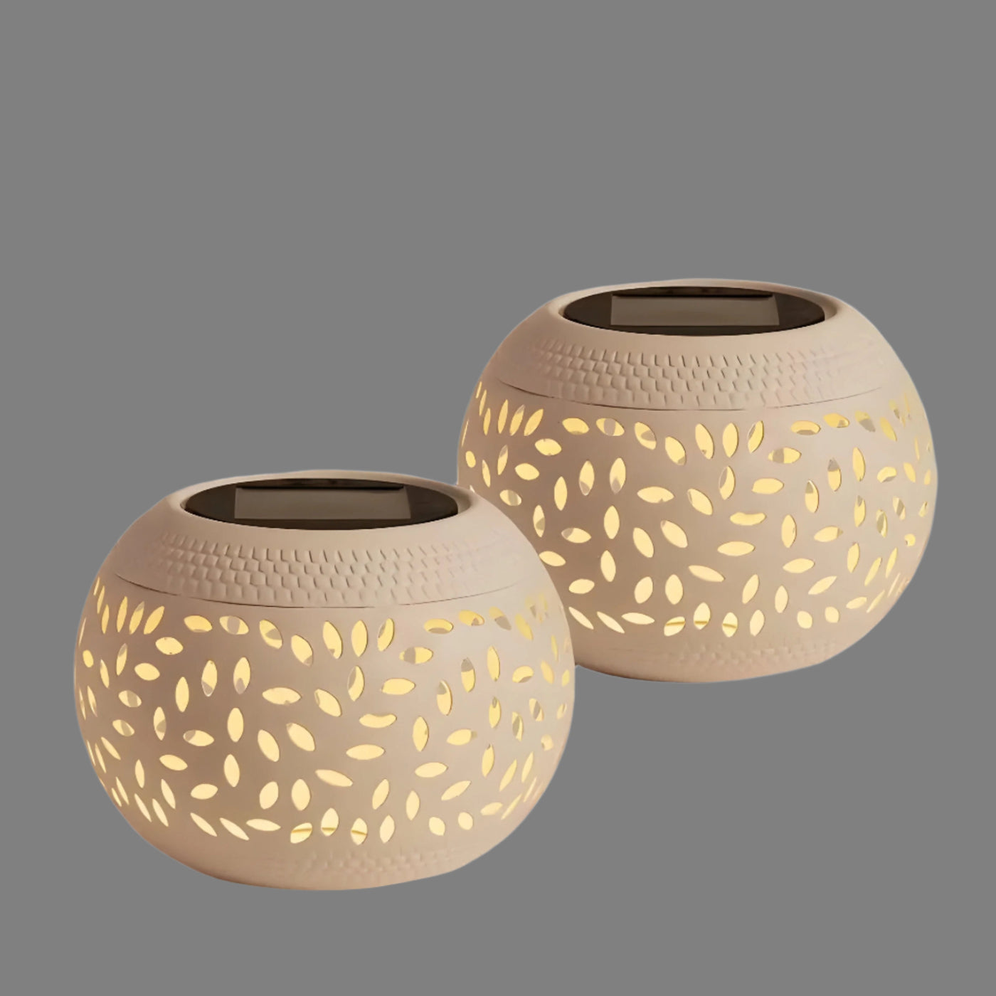 LumaWeave – Solarbetriebene Tischlampe mit geöstem Muster